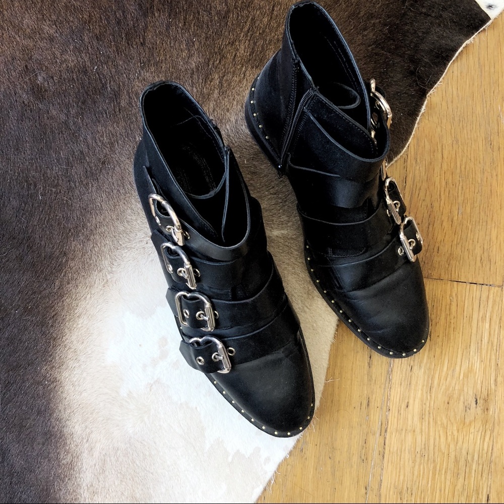 Black Ankle Boots with Buckles